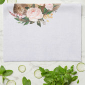 茶色の女性のカーボーイハットとピンクの花 キッチンタオル (折り畳み)