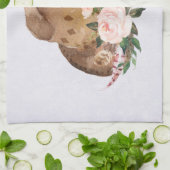 茶色の女性のカーボーイハットとピンクの花 キッチンタオル (折り畳み)