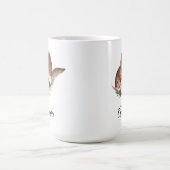 茶色の女性のカーボーイハットとピンクの花 コーヒーマグカップ (中央)