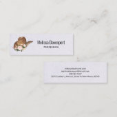 茶色の女性のカーボーイハットとピンクの花 スキニー名刺 (正面/裏面)