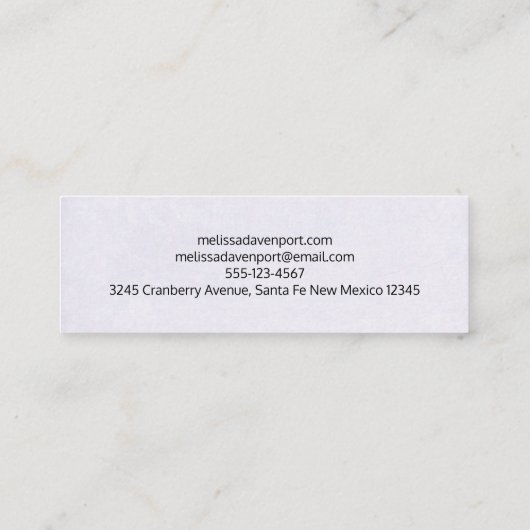 茶色の女性のカーボーイハットとピンクの花 スキニー名刺 (裏面)