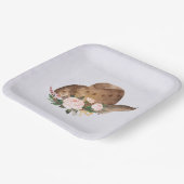 茶色の女性のカーボーイハットとピンクの花 ペーパープレート (傾斜あり)