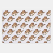 茶色の女性のカーボーイハットとピンクの花 ラッピングペーパーシート (正面2)