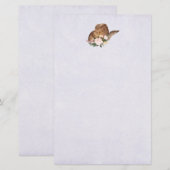 茶色の女性のカーボーイハットとピンクの花 便箋 (正面/裏面)