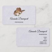 茶色の女性のカーボーイハットとピンクの花 名刺 (正面/裏面)