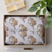 茶色の女性のカーボーイハットとピンクの花 薄葉紙 (ギフト)