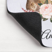 茶色の女性のカーボーイハット（ピンクの花） マウスパッド (コーナー)