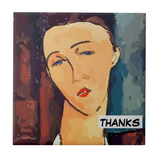 茶色の女性抽象芸術タイル、文字タイルを追加 タイル (正面)