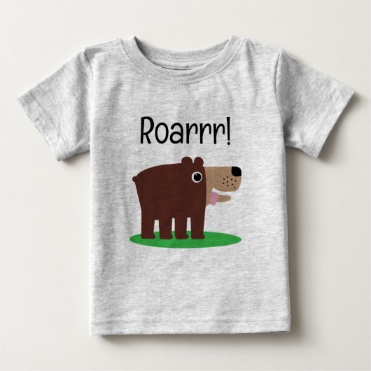 茶色の子グマのキャラクター 赤ちゃんTシャツ ベビーTシャツ (正面)