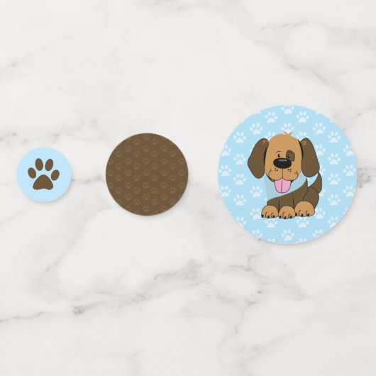 茶色の子犬それは男の子の赤ちゃんシャワーだ コンフェッティ (裏面)