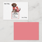 茶色の子犬とカスタマイズ可能なバレンタインデーのカード ノートカード (正面/裏面)