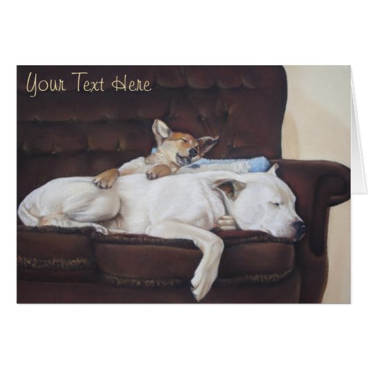 茶色の子犬と白のブルドッグの非常にかわいい写真 (正面横)