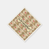 茶色の子犬のグラフィックデザインパーソナライズ スタンダードカクテルナプキン (角)