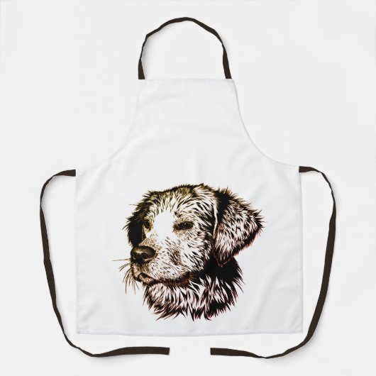 茶色の子犬のスケッチ エプロン (正面)