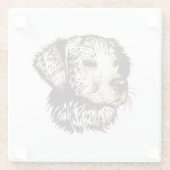 茶色の子犬のスケッチ ガラスコースター (裏面)