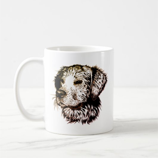 茶色の子犬のスケッチ コーヒーマグカップ (左)