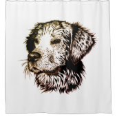茶色の子犬のスケッチ シャワーカーテン (正面)