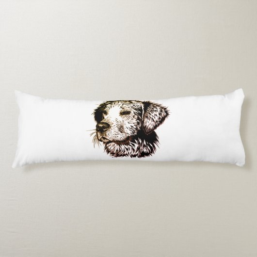 茶色の子犬のスケッチ ボディピロー (正面)