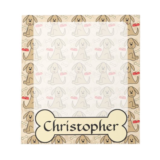 茶色の子犬のデザインをパーソナライズ ノートパッド (正面)