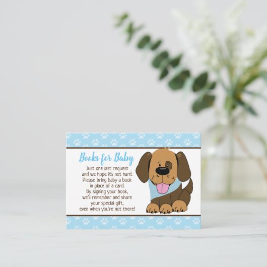 茶色の子犬の赤ちゃんシャワーブックリクエストカード エンクロージャーカード (スタンド正面)