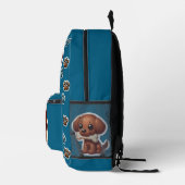 茶色の子犬ステッカーリュック プリントバックパック (右)