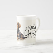 茶色の子犬メリークリスマス ボーンチャイナマグカップ (正面右)