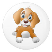 茶色の子犬 セラミックノブ (正面)