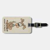 茶色の子犬/マットを採用する ラゲッジタグ (正面横)