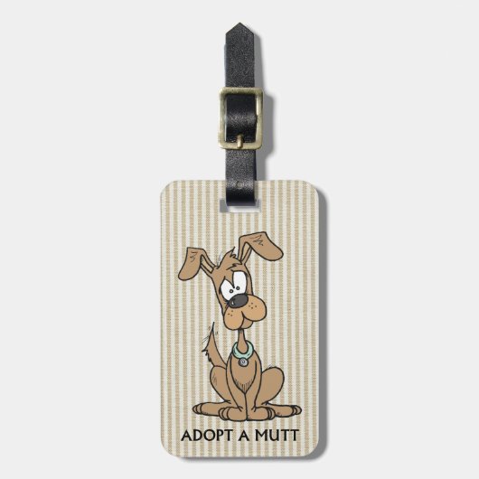 茶色の子犬/マットを採用する ラゲッジタグ (正面縦)