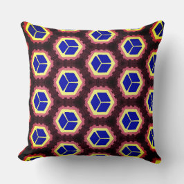 茶色の宇宙の上の青と黄色のボックス クッション