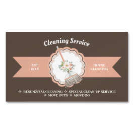 茶色の守衛書家清掃 マグネット名刺