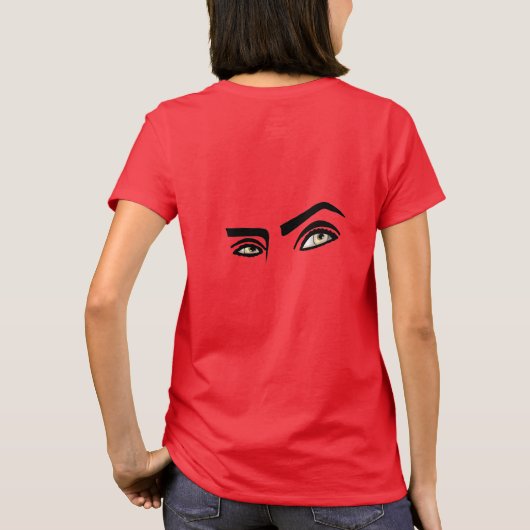 茶色の定義された描画男性の視線 Tシャツ (裏面)
