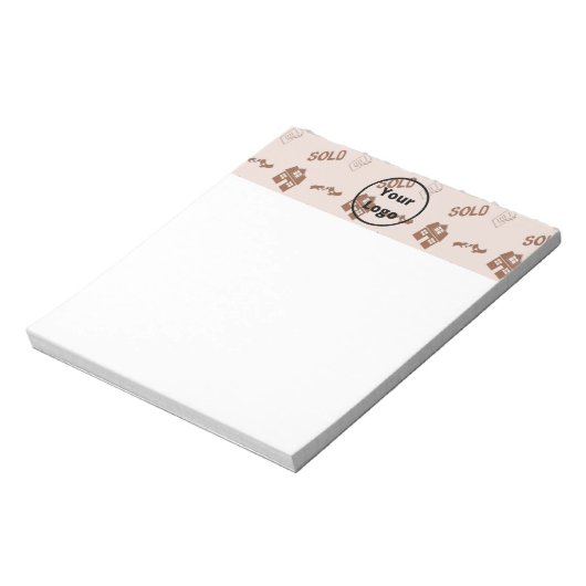 茶色の実在不動産事業パターン ノートパッド (回転)