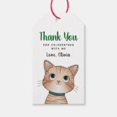 茶色の小さな猫ちゃん、来てくれてありがとう ギフトタグ (正面)