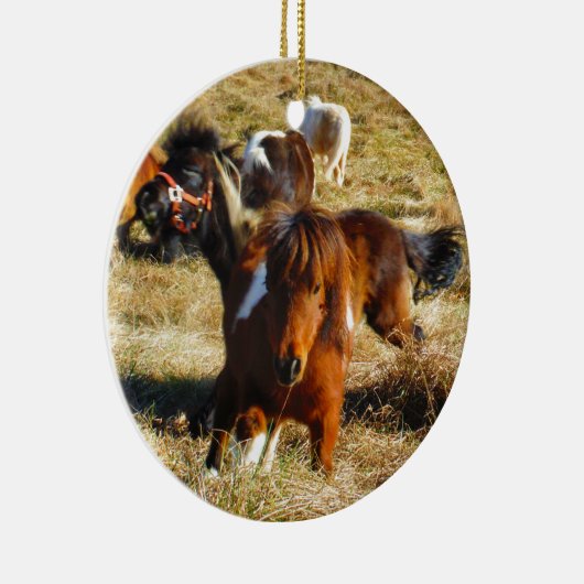 茶色の小型ランニング馬の セラミックオーナメント (右)