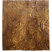 茶色の工具付きフェイク革 シャワーカーテン (正面)