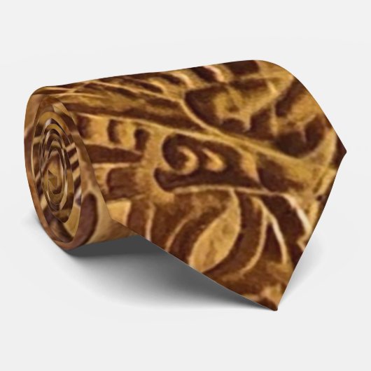 茶色の工具付きフェイク革 ネクタイ (ロール)