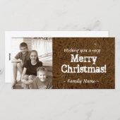 茶色の工具付きレザーフォトクリスマスカード シーズンカード (正面/裏面)