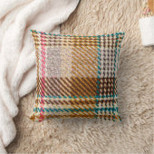 茶色の市松模様に生地、スコットランドウール。 クッション (ブランケット)