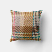 茶色の市松模様に生地、スコットランドウール。 クッション (裏面)