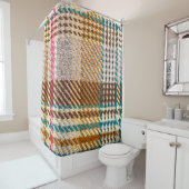 茶色の市松模様に生地、スコットランドウール。 シャワーカーテン (インサイチュ)