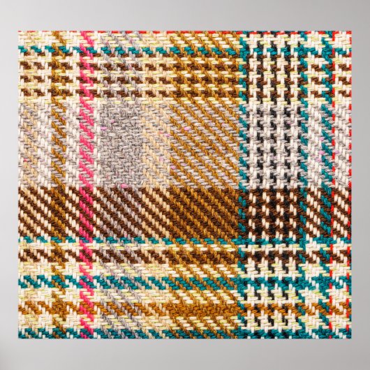 茶色の市松模様に生地、スコットランドウール。 ポスター (正面)