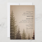 茶色の常緑樹結婚のリハーサルディナー 招待状 (正面)