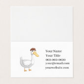 茶色の帽子をかぶった遊び心のある漫画のあひる 名刺 (外部フラット)