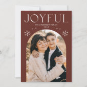 茶色の幸せなスノーフレークのアーチ写真 シーズンカード (正面)