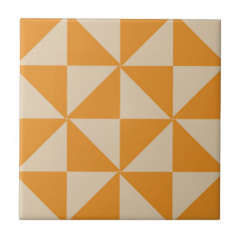 茶色の幾何三角形パターン タイル