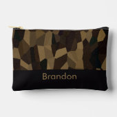 茶色の幾何学的な形状パターンステッカー アクセサリーポーチ (正面)