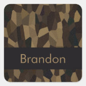 茶色の幾何学的な形状パターンステッカー スクエアシール (正面)