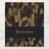 茶色の幾何学的な形状パターンステッカー ワインラベル (シングルラベル)