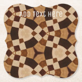 茶色の幾何学的な木目パターン ペーパーコースター (正面)